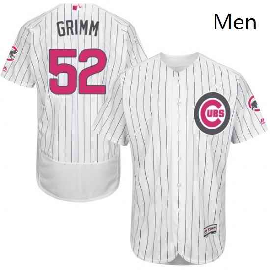 Mens Majestic Chicago Cubs 52 Justin Grimm Authentic White 2016 Mothers Day Fashion Flex Base MLB Jersey